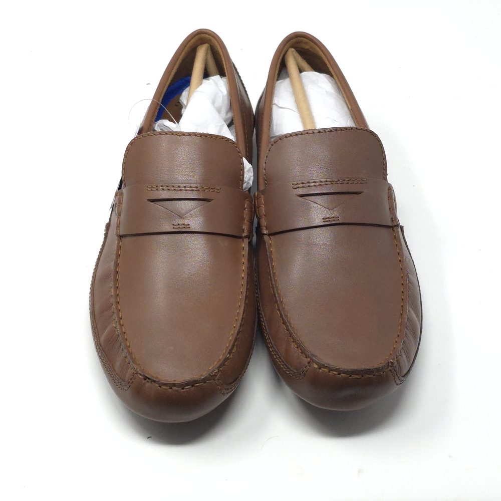 Clarks Markman Way Dark Tan Leather Loafer Slip On Shoes 9.5M - Picture 6 of 7